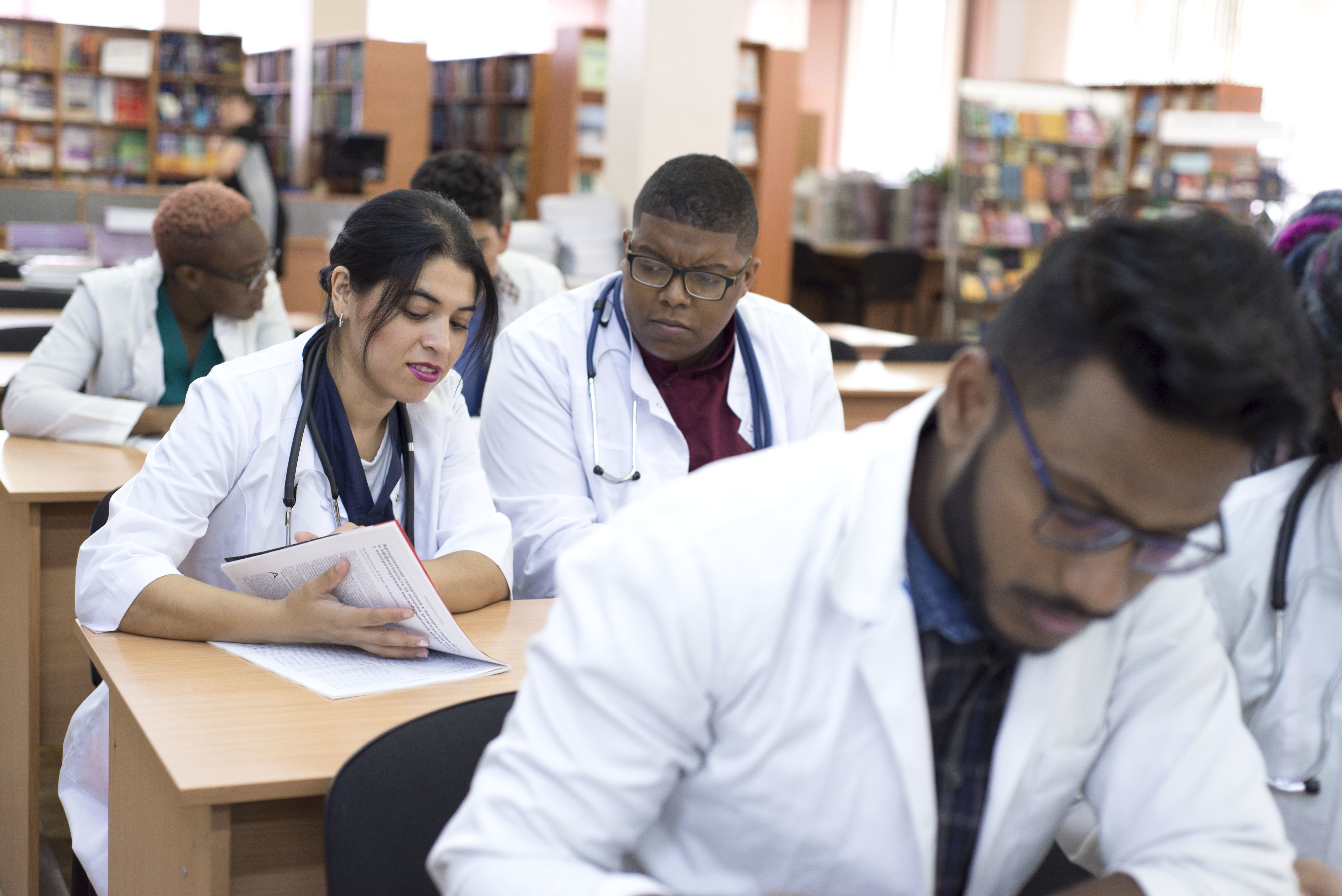 Medical students studying